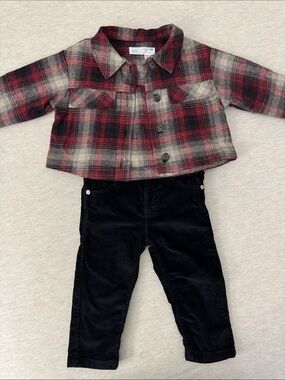 Zara Plaid shirt & Black Corduroy Pants